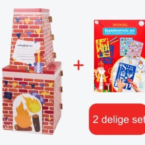 Sinterklaas versierset schoorsteen en raamstickers